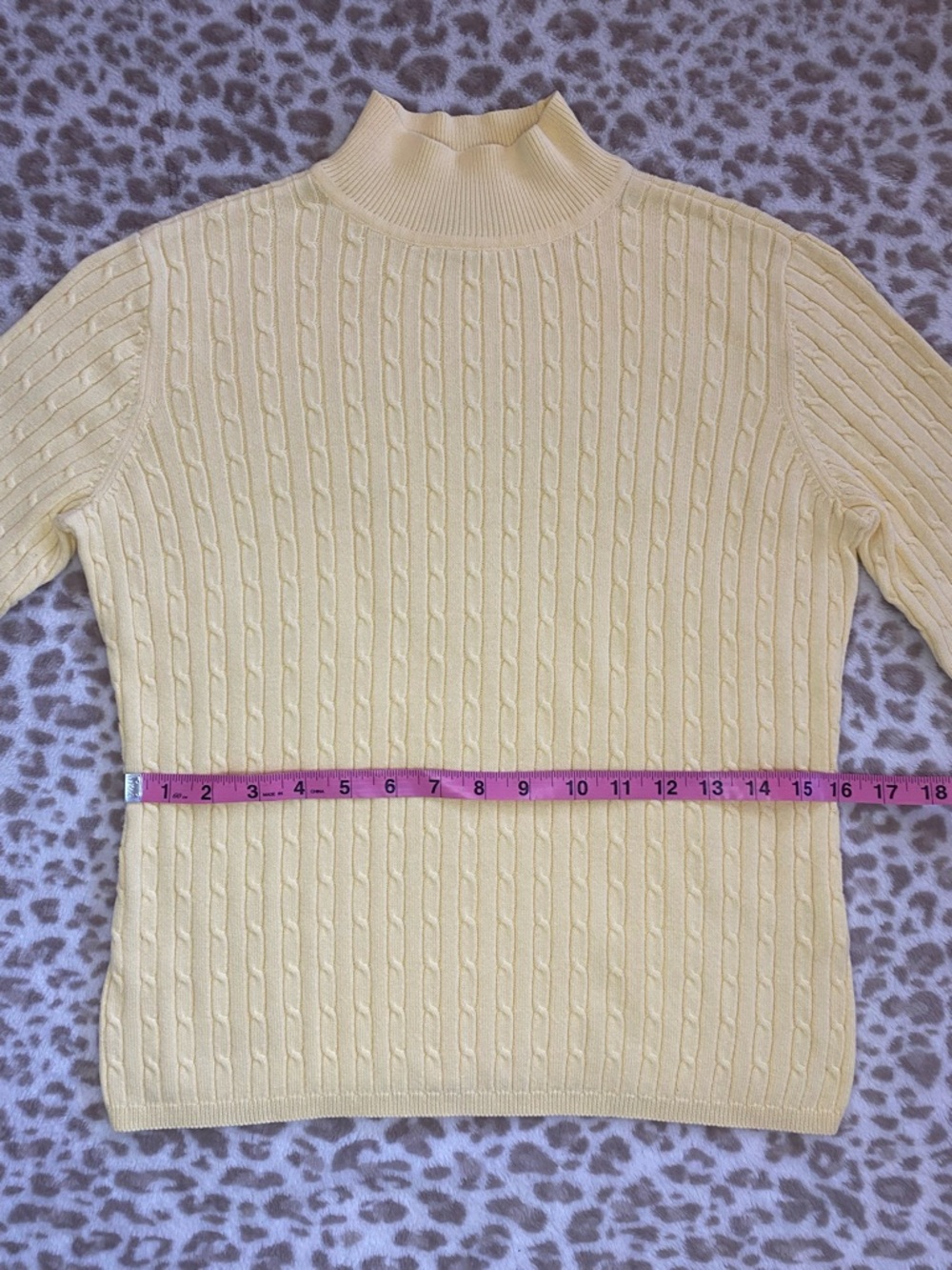 Classic Elements Butter Yellow Cable Knit Mock Neck Sweater, Soft, Cozy, Size S - Picture 9 of 12